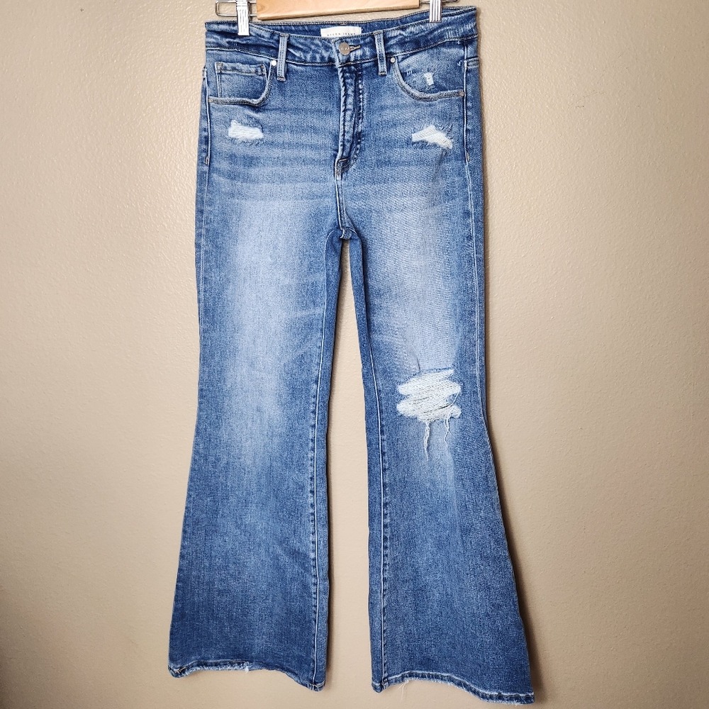 Stylish Light Blue Flare Jeans - Picture 4 of 15